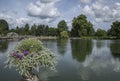 Kew Garden, the pond and the trees. Royalty Free Stock Photo