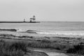 Kewaunee Lighthouse on lake Michigan in October