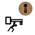 Silhouette of a person carrying a key on which is written the word solution Royalty Free Stock Photo
