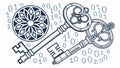 Key with binary code, digital security access design vector design Generative AI Royalty Free Stock Photo