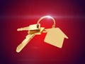 Key with blank golden label. 3D rendering Royalty Free Stock Photo