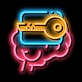 key for brain neon glow icon illustration