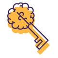 Key Brain Sign Isolated, Creative Thinking Icon Royalty Free Stock Photo