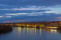 Night panorama of Georgetown suburb in Washington DC, USA. Royalty Free Stock Photo