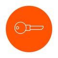 Key from car or hotel room, monochrome round icon, flat style