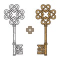 Key in the Celtic style. Sign of wisdom Royalty Free Stock Photo