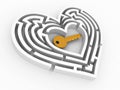 Key in the center of labyrinth in form of heart