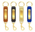 Set of high detailed and realistic steel metallic key chain isolated Royalty Free Stock Photo