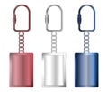 Set of high detailed and realistic steel metallic key chain isolated.. Royalty Free Stock Photo