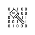 Key code, icon in line design. Key, code, encryption, security, access, unlock, digital on white background vector. Key