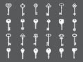 Key collection. Retro and modern house key silhouettes vector template for logo design Royalty Free Stock Photo