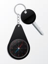 Key with compass keyholder Royalty Free Stock Photo