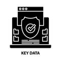 key data icon, black vector sign with editable strokes, concept illustration Royalty Free Stock Photo