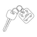 Key from eco car icon in outline style isolated on white background. Bio and ecology symbol stock vector illustration. Royalty Free Stock Photo