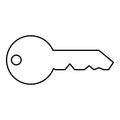 Key English classic type for door lock Concept private icon outline black color vector illustration flat style image