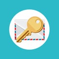 Key with envelope flat design vector