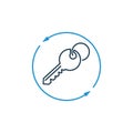 Key exchange line icon. Barter of real estate property. Swap and key line icon. Vector Royalty Free Stock Photo