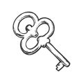 Key Filigree Old Design Antique Monochrome Vector