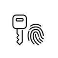 Key and fingerprint symbol. Secure biometrics access. Pixel perfect icon Royalty Free Stock Photo