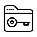 Key folder vector thin line icon Royalty Free Stock Photo