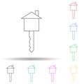 key in the form of a house multi color style icon. Simple thin line, outline vector of web icons for ui and ux, website or mobile Royalty Free Stock Photo