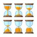 Key frames of hourglasses isolate on white background. Vector pictures for animation Royalty Free Stock Photo