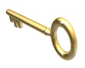 Key in gold (3d) Royalty Free Stock Photo