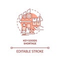 Key goods shortage red concept icon