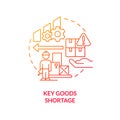 Key goods shortage red gradient concept icon