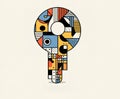Key design with colorful patterns created using geometric shapes and lines representing modern art in abstract Royalty Free Stock Photo