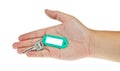 Key in hand with label Royalty Free Stock Photo