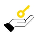 Gold Key Held in hand for Success Icon Royalty Free Stock Photo