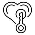 Key heart emotion icon outline vector. Brain mental