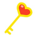 Key with heart shape flat icon, valentines day Royalty Free Stock Photo