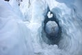 Key hole ice shape in Franz Josef Ice Glacier, New Zealand Royalty Free Stock Photo