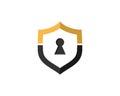 Key hole in the shield protection logo Royalty Free Stock Photo