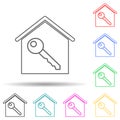 key in the house multi color style icon. Simple thin line, outline vector of web icons for ui and ux, website or mobile Royalty Free Stock Photo
