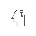 Key in human head outline icon Royalty Free Stock Photo