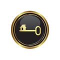 Key icon on the black with gold round button Royalty Free Stock Photo