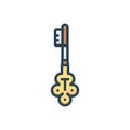 Color illustration icon for Key, clef and security