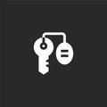 key icon. Filled key icon for website design and mobile, app development. key icon from filled travel collection isolated on black Royalty Free Stock Photo
