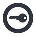 Key icon flat vector round button clean black and white design concept isolated illustration Royalty Free Stock Photo