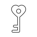 Key icon with heart. love icon. logo/ simple unlock symbol/ black vector icon set Royalty Free Stock Photo