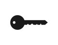 Key icon. Isolated lock symbol in black color. Simple door key. Silhouette of privacy or protection symbol. Classic