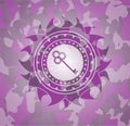 Key icon on pink and purple camo texture. EPS10