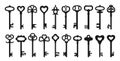 Key icon set safety security protection vintage antique design retro modern private access symbol