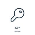 key icon vector from building collection. Thin line key outline icon vector illustration Royalty Free Stock Photo