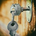 Key inserted in a key hole Royalty Free Stock Photo