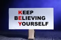 KEY Keep believing yourself, text words typography written on paper, life and business motivational inspirational Royalty Free Stock Photo
