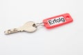 Key on key ring with text success Royalty Free Stock Photo